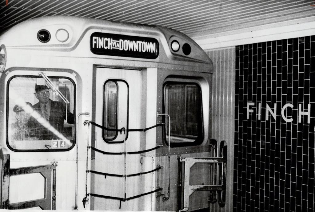 Twenty years after the first Toronto subway opened; the Yonge St. line will be open to Finch Ave. The extension of the route will be officially opened tomorrow and service will begin at 6 a.m. Saturday. Monthly $10 parking cards and a large drive-in area are designed to lure people out of cars and to the TTC. (1974 photo by Frank Lennon courtesy Toronto Public Library under Toronto Star License)